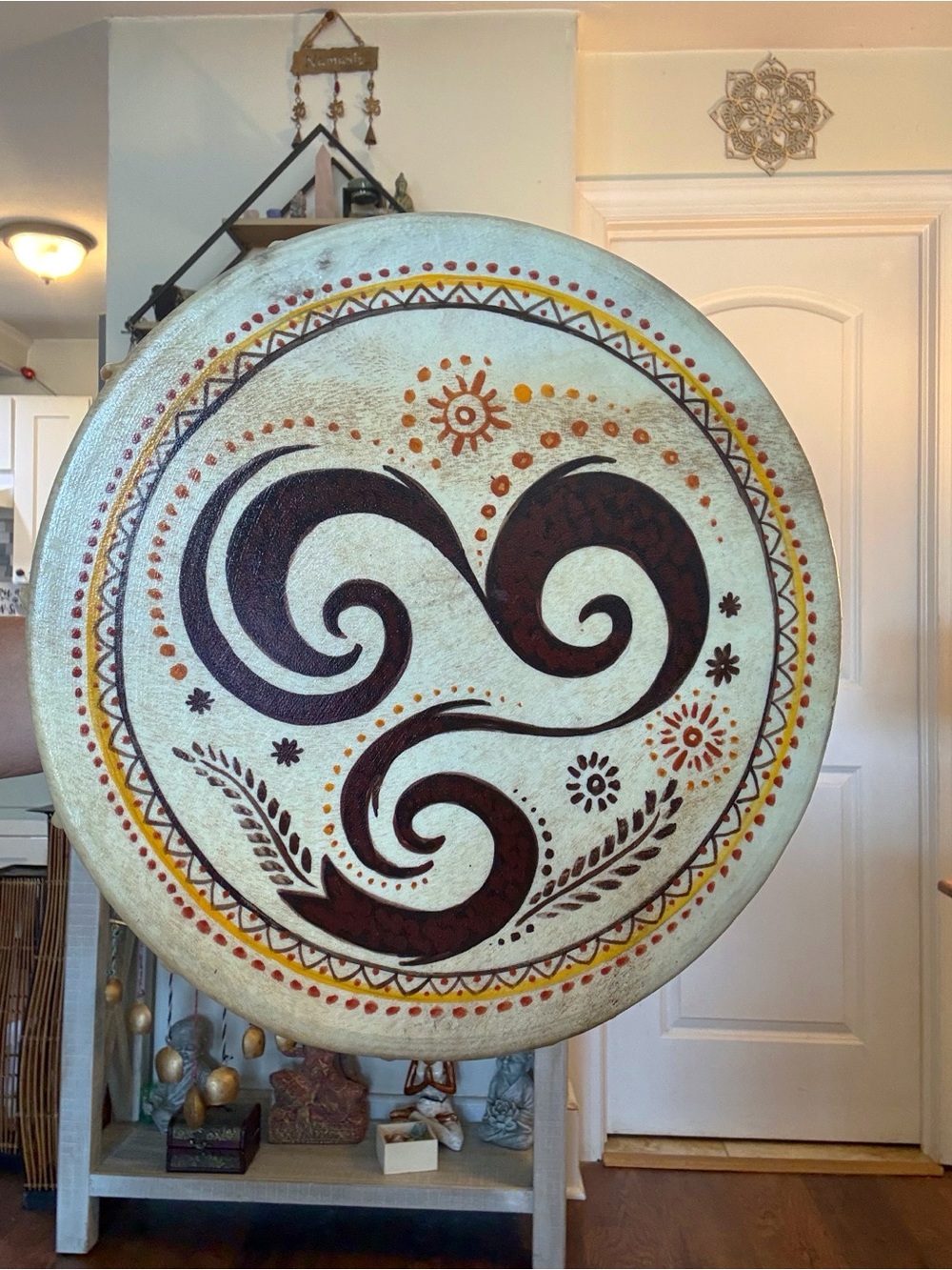 Triskelion spiral ceremonial drum